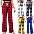 thumbnail image 2 of SCHUHLAND Women's Plaid Pajama Pants - Straight Leg Casual Lounge Bottoms with Drawstring and Elastic Waist, Comfy Plaid Sleepwear, S-2XL, 2 of 9