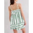 thumbnail image 2 of Women Y2k Striped Sleeveless Flowy Hem Crop Top+High Waist Lounge Shorts Set 2 Piece Sleepwear Green M, 2 of 3