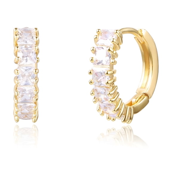 DESIGNICE Gold Hoop Earrings for Women 14K Gold Plated Hoop Earrings Cubic Zirconia Hypoallergenic Small Huggie Hoops Earrings Gifts for Women Clip on Earrings for Women
