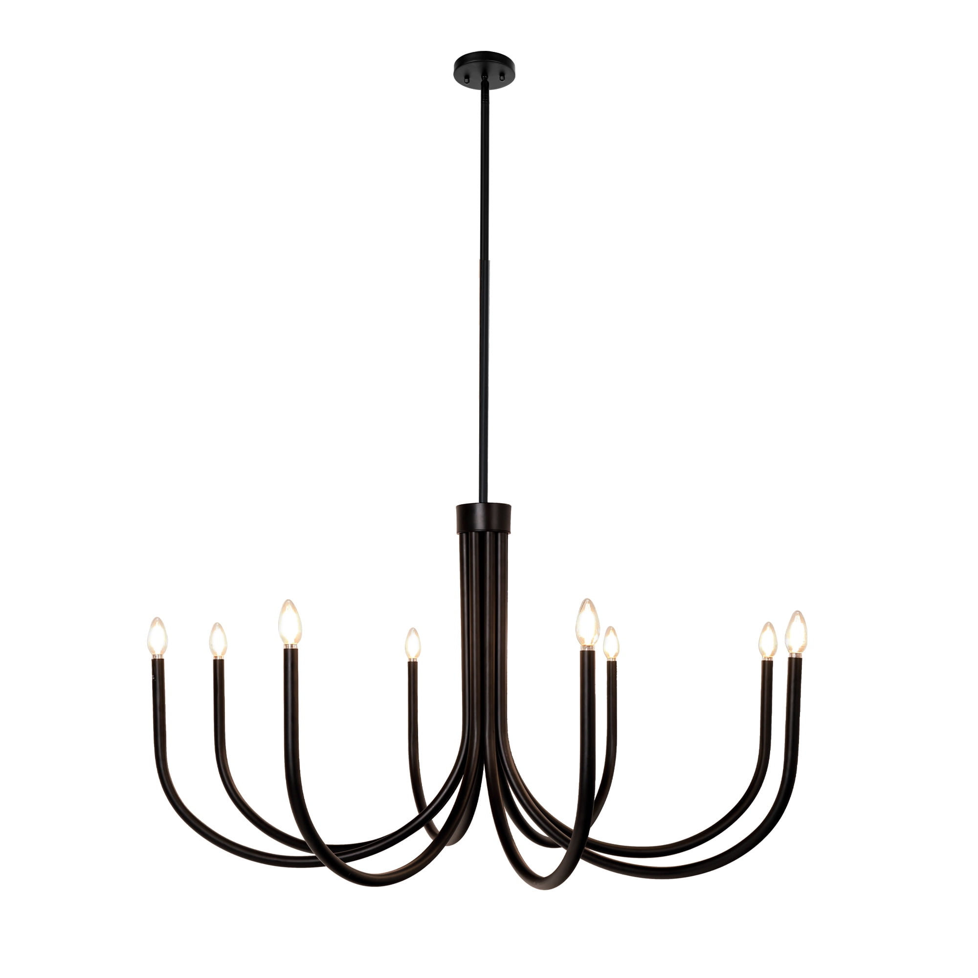 LNC Bohonicist 8 -Light Matte Black Bare bulb Metal Chandelier