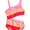 BUBBLE PINK, variant on Girls Stripe Cutout One Piece Swimsuit, Sizes 4-16