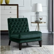 FAC2696 Hector Modern Neo Traditional Tufted Velvet Slipper Accent Chair, Green