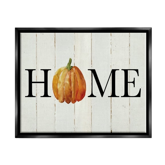 Stupell Industries Rustic Home Pumpkin Holiday Painting Black Floater Framed Art Print Wall Art, 21 x 17