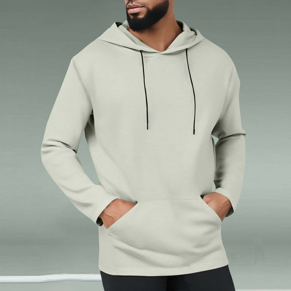 HOMADLES Men's Hoodie Sweatershirt Casual Long Sleeve Athletic Breathable Mesh with Drawing, Pullover Hoodie Beige 2XL