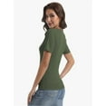 thumbnail image 5 of Women's Short Sleeve V-Neck Ribbed Knit T-Shirt - Fitted Basic Top, 5 of 6