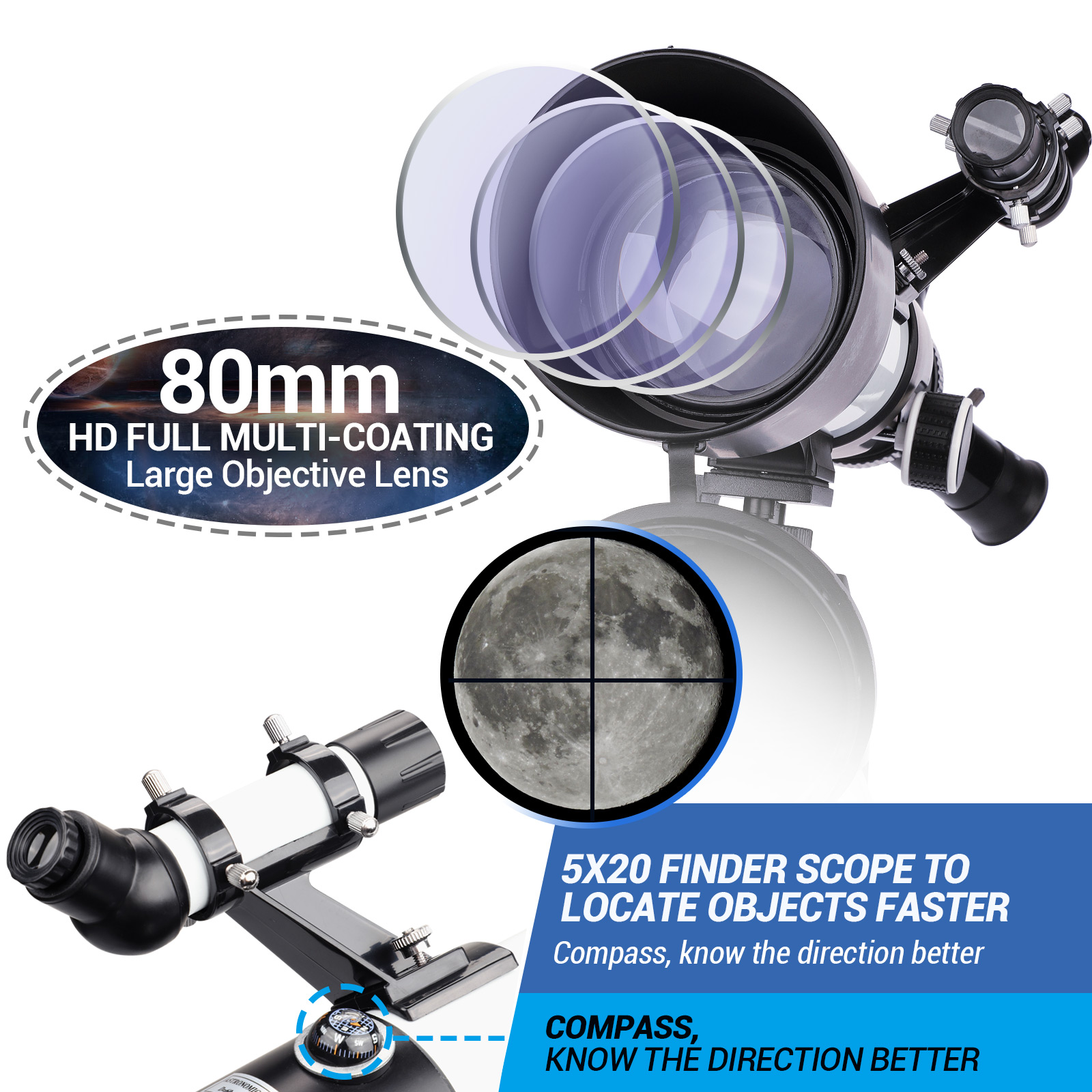 BEBANG 80mm Refractor Telescope for Adults and Kids photo 3