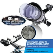 BEBANG Telescope for Adults Astronomy, 80mm Aperture Astronomical Telescope, 3 Rotatable Eyepieces Refractor Telescope with Tripod