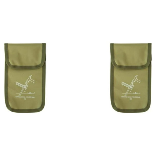 Eigraketly tienda de campaña al aire libre clavijas bolsa herramientas multifuncional suelo clavos bolsa de almacenamiento organizador de equipos Verde césped/S 2piezas