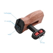Universal Camera Cage Left/Right Side Handle Wooden Hand Grip with 1/4 Screw Hole Cold Shoe Mount for Camera Cage