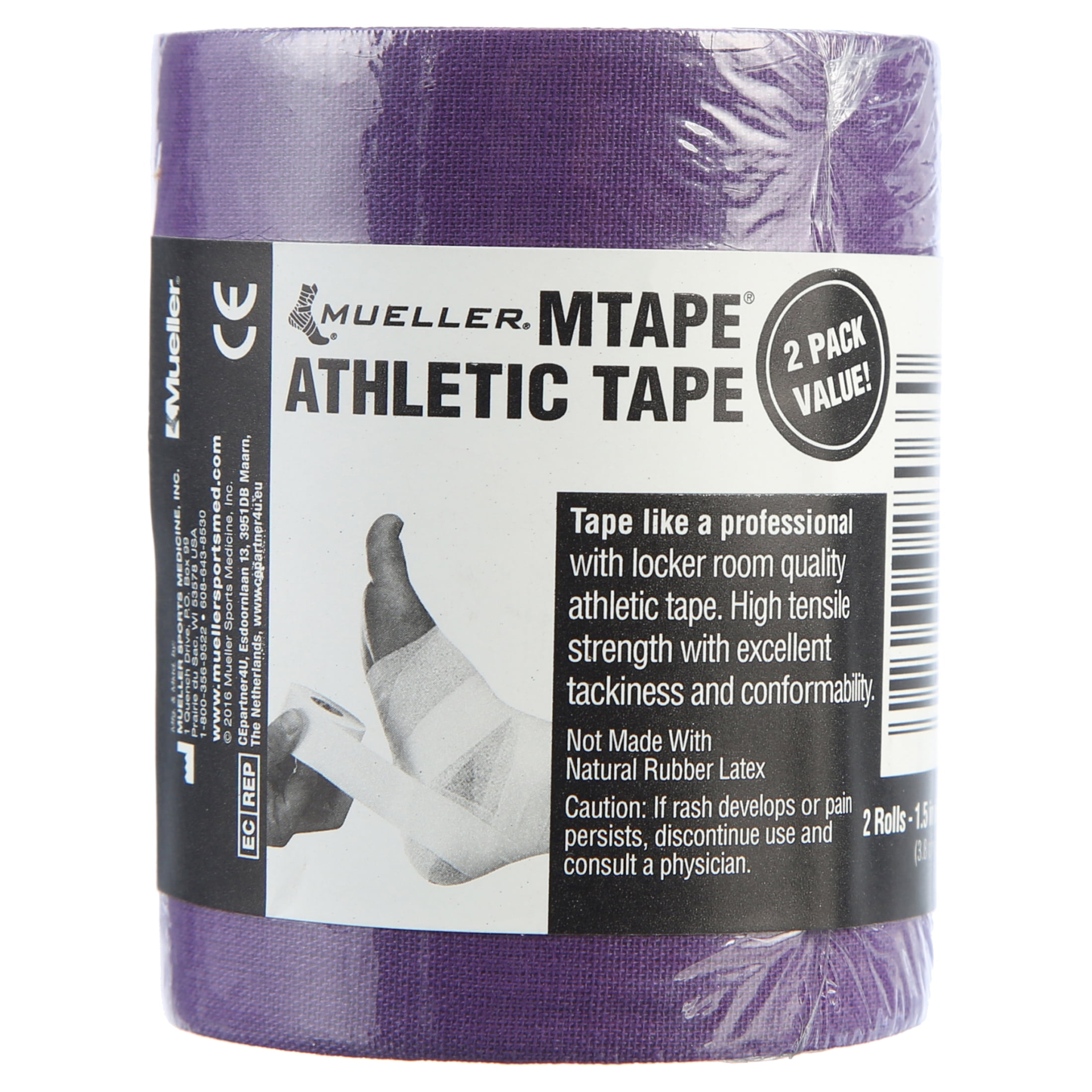 Mueller MTape Athletic Tape, Purple, 2 Pack, 1.5
