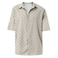 thumbnail image 4 of Lumtrix Mens Short Sleeve Button Down Shirts Wrinkle Free Dress Shirts Casual Polka Dot Print Shirt with Pocket Beige L, 4 of 5