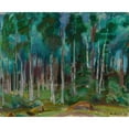 thumbnail image 2 of Magnus Enckell 14x12 Gold Ornate Wood Frame and Double Matted Museum Art Print Titled - Birches in Vaaksy (1919), 2 of 4