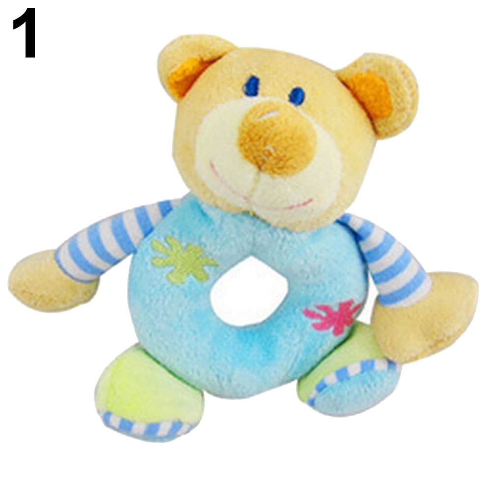 Baby Kids Animal Model Wrist Hand Bell Rattle Soft Plush Stuffed Educational Toy 