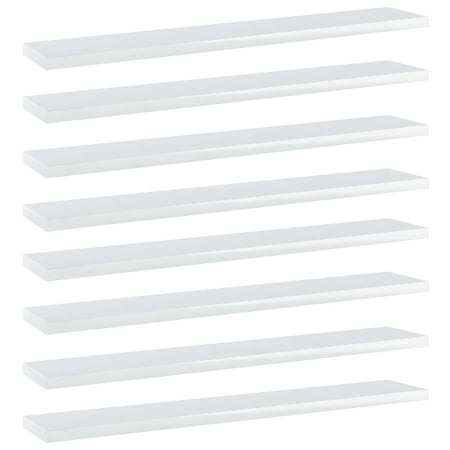 

Bookshelf Boards 8 pcs High Gloss White 23.6 x3.9 x0.6 Engineered Wood Shelving Domqga