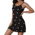 thumbnail image 1 of Gibobby Camisón de algodón para mujer Día de San Valentín Ropa dormir para mujer Etiqueta personalizada Cuerda Pijama informal Leche Camisones seda Pijamas ve(Negro,M), 1 of 4