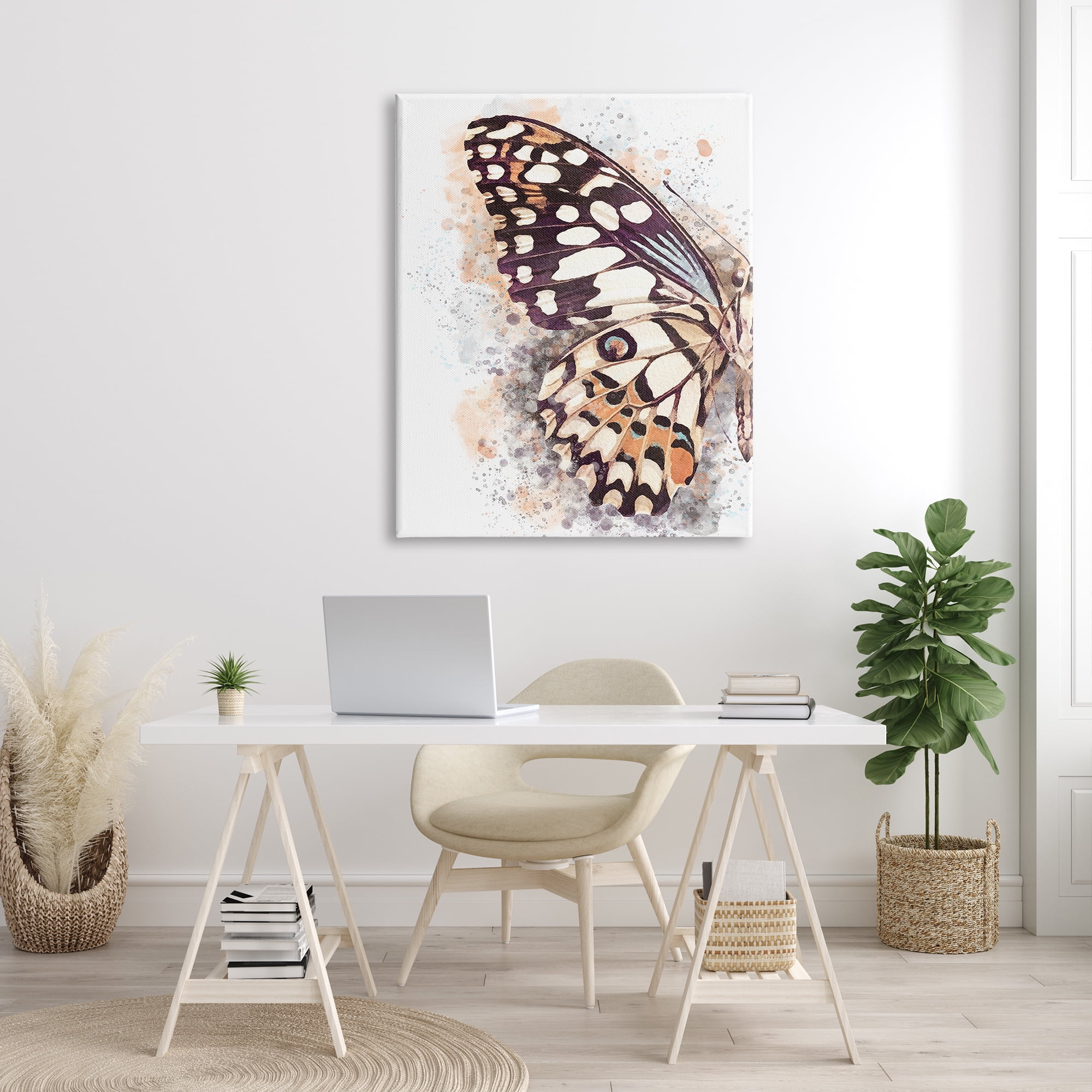 Stupell Industries Close Up Butterfly Patterned Wing Paint Splatter, 36 x 48, Designed by Ros Ruseva
