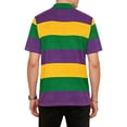 thumbnail image 4 of Men's Mardi Gras Polo Shirts Short Sleeve Collar Neck Classic Carnival Print T-Shirt Funny Striped Party Tees, 4 of 5
