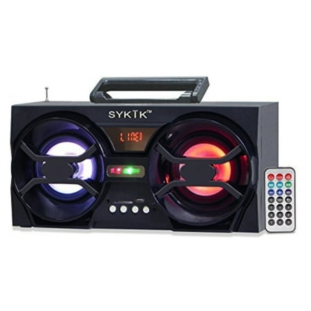 Sykik SP2091BT Bluetooth Boom Box with SD/MMC/USB, FM Radio, Built-in Rechargeable Battery & Remote