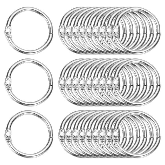 Uxcell 0.8" x 1" Loose Leaf Binder Rings, 30 Pcs Metal Book Rings Nickel Keychain Ring for Paper Index Cards Flash Card Notebook Rings Office Home Book Binder, Silver Tone