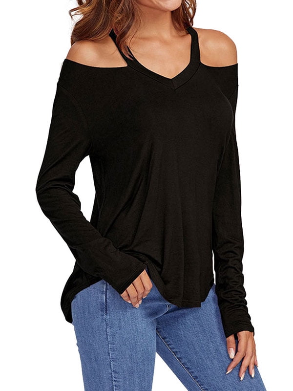 cold shoulder halter top