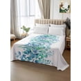 thumbnail image 2 of Teal Blue Eucalyptus Leaves Flat Sheet Only Twin Size, Soft Breathable Bed Top Sheets for Mattress, Spring Summer Botanical Floral Luxury Bedding Flat Sheets for Home Hotel Bedroom Bed Protection, 2 of 9