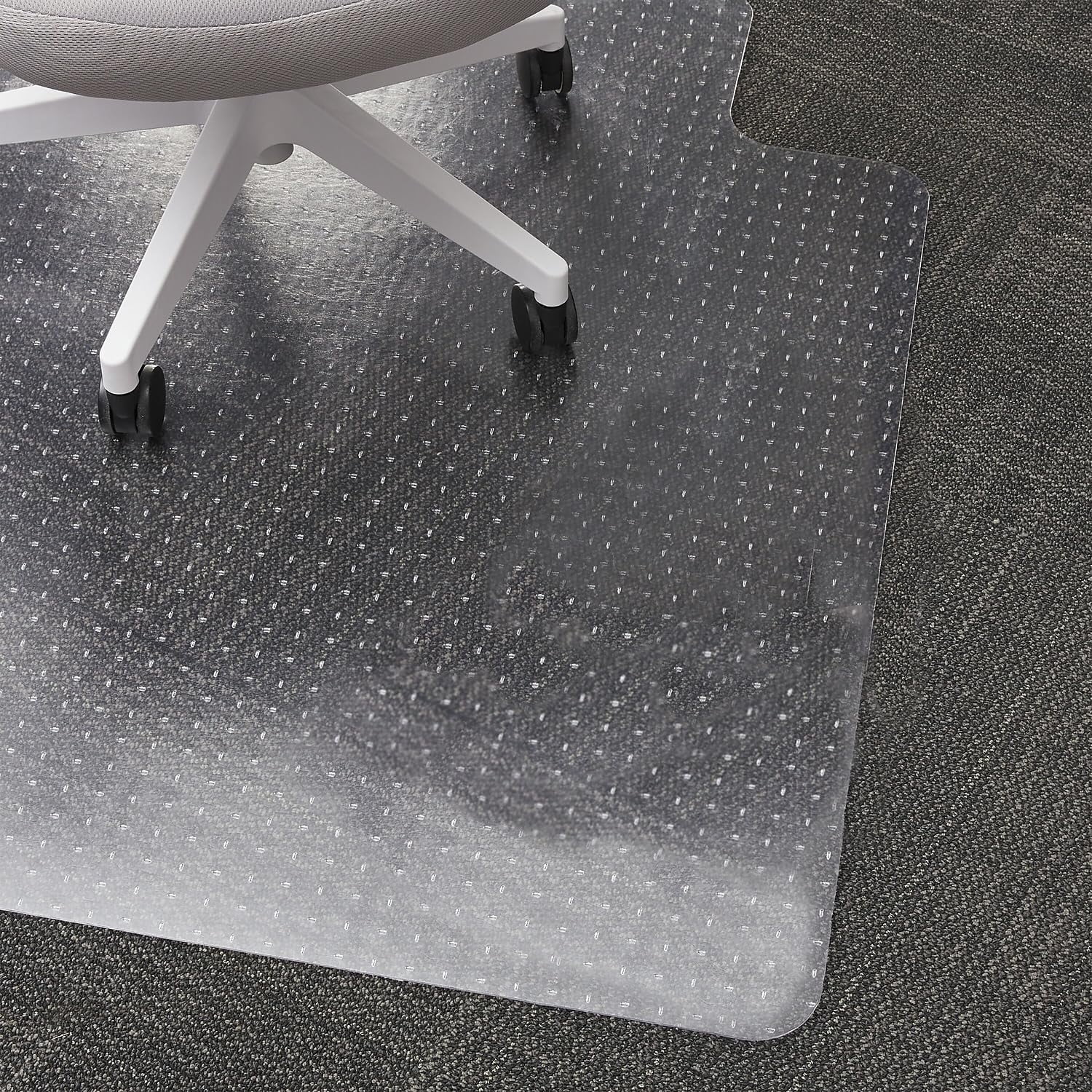 Staples Office Chair Mat, Clear Floor Mats with Lip, Flat-Pile Carpets, Extended Under-Desk Coverage, 35.5" x 47.5 Inch, Smooth Glide