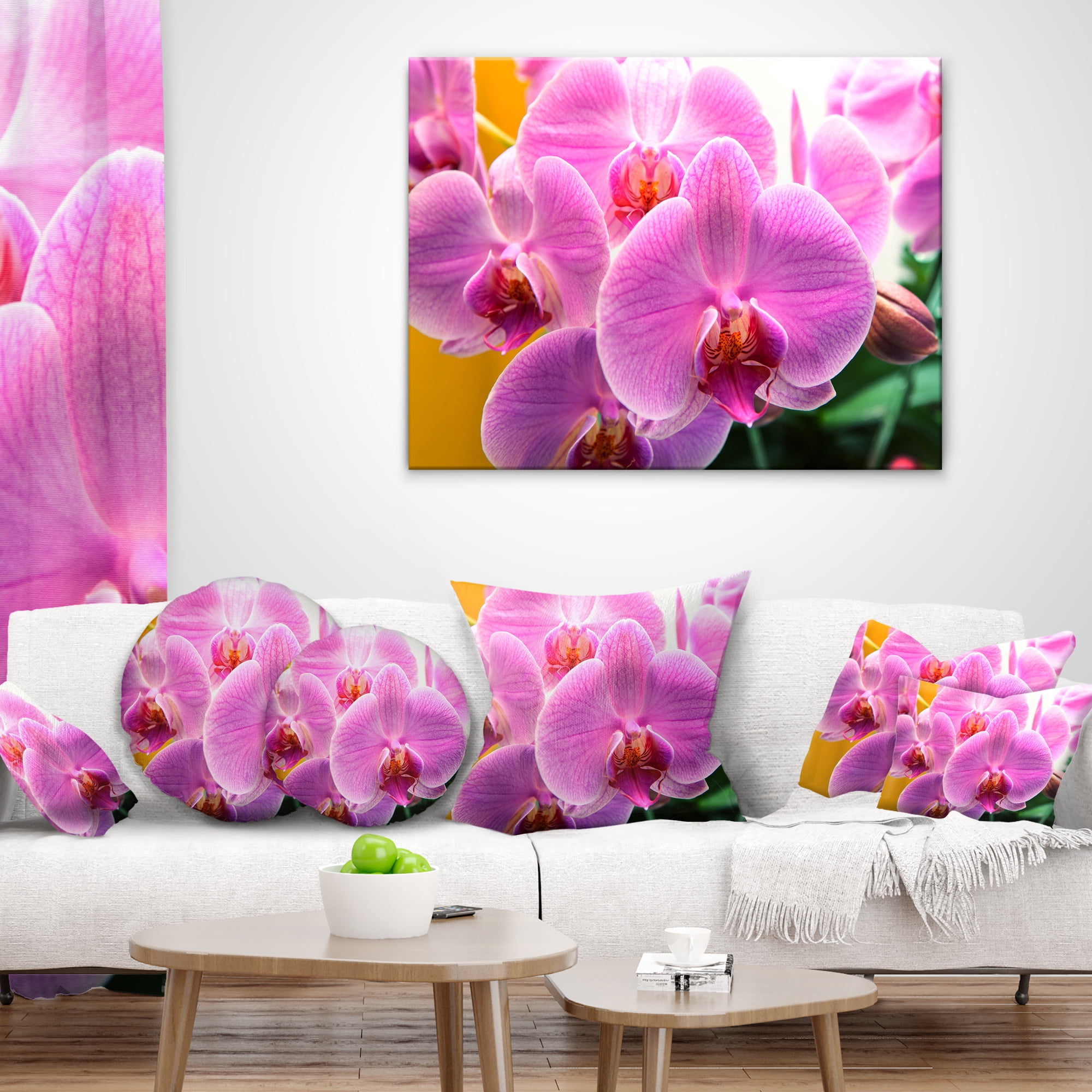 Designart Beautiful Purple Orchid Flowers - Flower Throw Pillow - 18x18