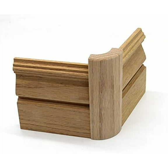5/8" x 2" x 6" Red Oak Outside Radius Corner Base Block, Trim Molding for Thin Baseboard (15)