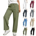 thumbnail image 7 of Zpzdpjkx Cotton Linen Cargo Pants Women Fashion Wide Leg Elastic Waist Lightweight Trousers with Multiple Pockets Black S, 7 of 7
