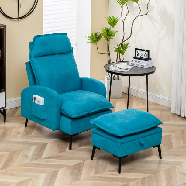 CQSXDA Accent Recliner Chair with Storage Ottoman Set, Comfy Armchair