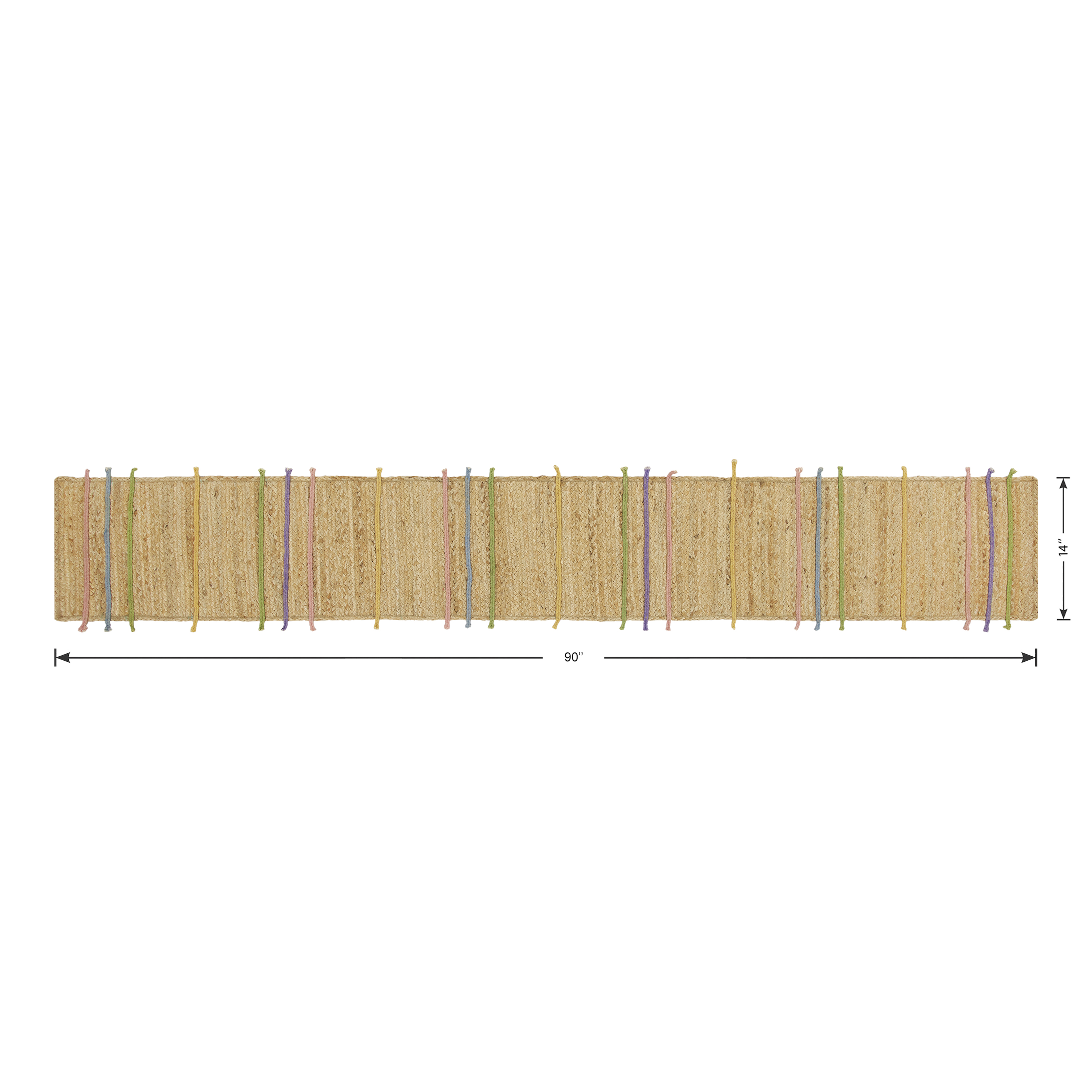 Easter Jute Braid Table Runner - 14" x 90" - 100% Jute, Natural & Multi-color