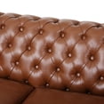 thumbnail image 6 of GDF Studio Madelena Chesterfield Faux Leather Tufted Loveseat with Nailhead Trim, Cognac Brown and Dark Brown, 6 of 9