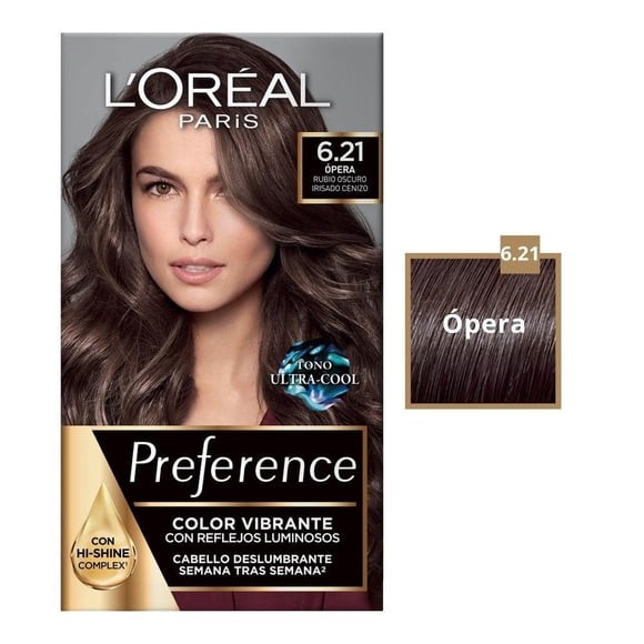 Tinte para cabello L'Oréal Preference 6.21 ópera rubio oscuro irisado cenizo