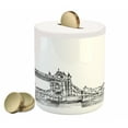 thumbnail image 1 of Vintage Piggy Bank, Old Fashion London Tower Bridge Sketch Architecture British UK Scenery Art Print, Ceramic Coin Bank Money Box for Cash Saving, 3.6" X 3.2", Black White, by Ambesonne, 1 of 4