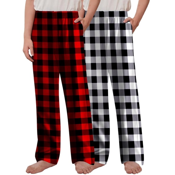 Arshiner Boys Pajama Pants 2 Pack Soft Plaid Sleepwear Kids Lounge PJ Bottoms with Pockets