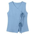 thumbnail image 5 of Outfmvch Button Down Vest Vest Shirts for Women Vest for Women Ladies Linen Vest Linen Blend Tops for Women Button Down Sleeveless Shirts for Women Linen Vest Tops For Women Blue XL, 5 of 7