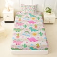 thumbnail image 3 of Erosebridal Rainbow Kawaii Dinosaur Twin Sheet Sets,Cartoon Cactus Cute Dino Bedding For Teens 3pcs, 3 of 6