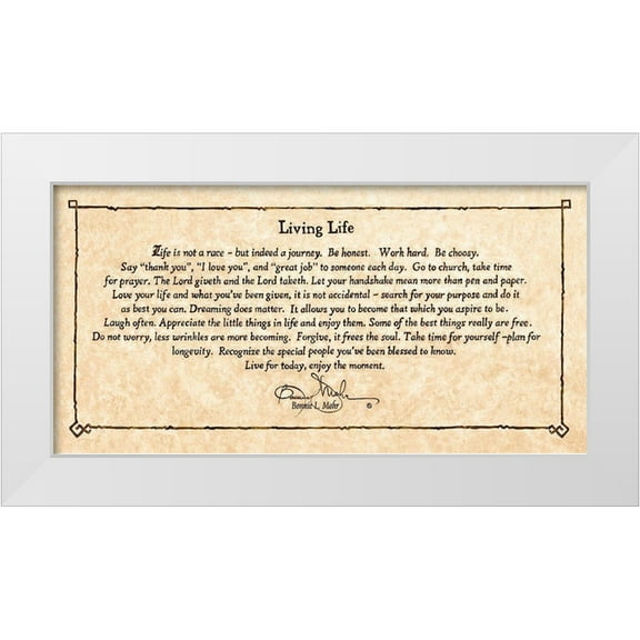 Mohr, Bonnie 32x18 White Modern Wood Framed Museum Art Print Titled - Living Life - Words Only