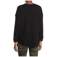 thumbnail image 2 of RDI Womens Waffle-Knit Medium Front-Pocket Tunic Top   Black M, 2 of 3
