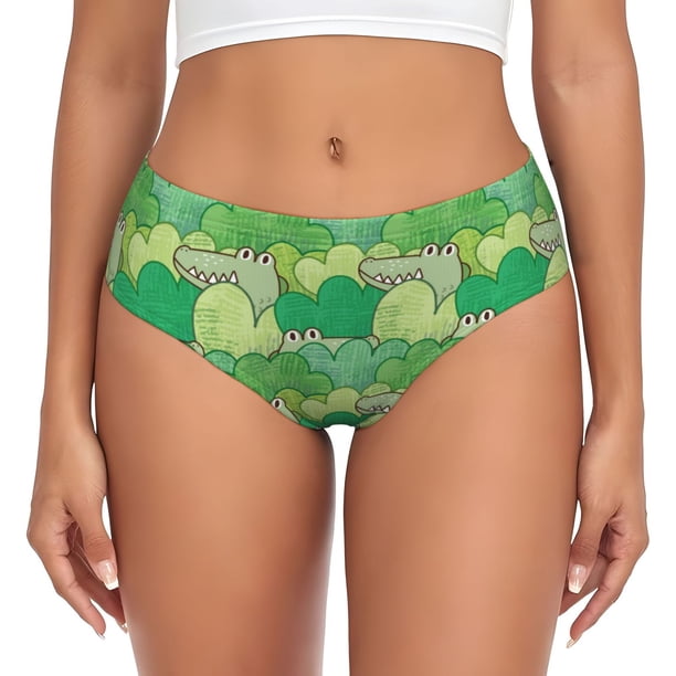 Balery Crocodile And Bush Ropa Interior de Algodón para Mujer con Dibujo – Braguitas Cómodas y Elásticas, Estilo Clásico-X-Large