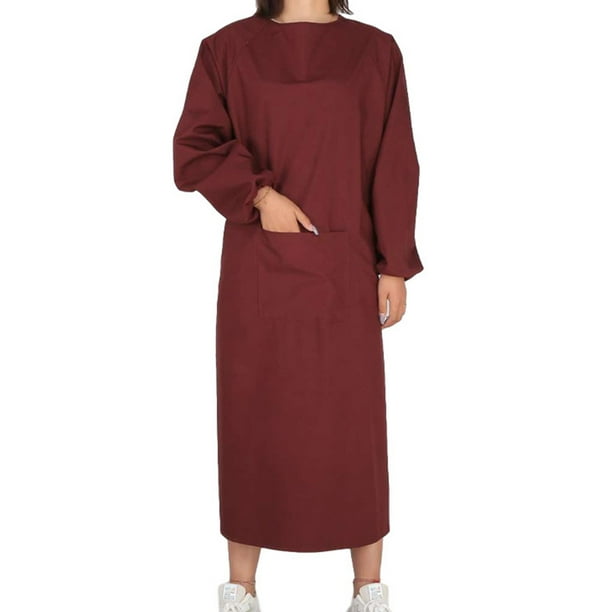 Delantal para hornear Cateissary manga larga Tela impermeable unisex Vino rojo HA084605-03