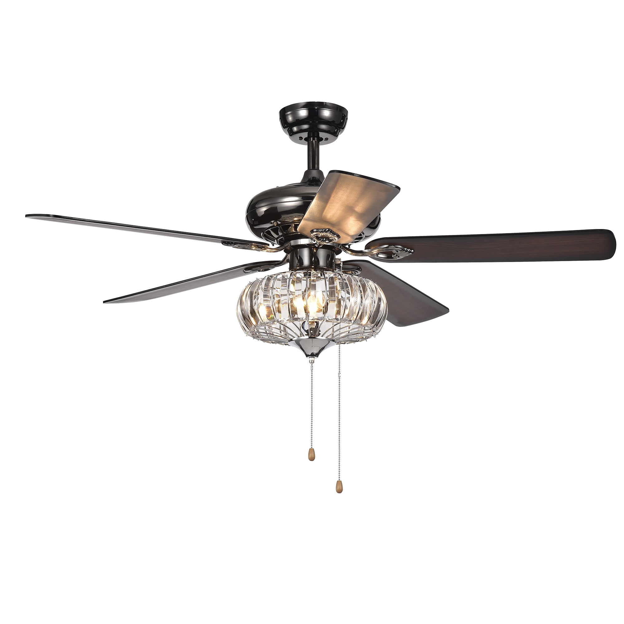 Chrysaor II 1-Light Crystal 5-blade 52-inch Pear Black Chrome Finish Ceiling Fan