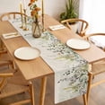 thumbnail image 3 of Table Runner 72 Inches Long for Kitchen Dining, Eucalyptus Leaves Dresser Scarf Farmhouse, Dining Table Decorations for Wedding/Parties, Green Summer Botanical Rustic 13 x 72 In, 3 of 8