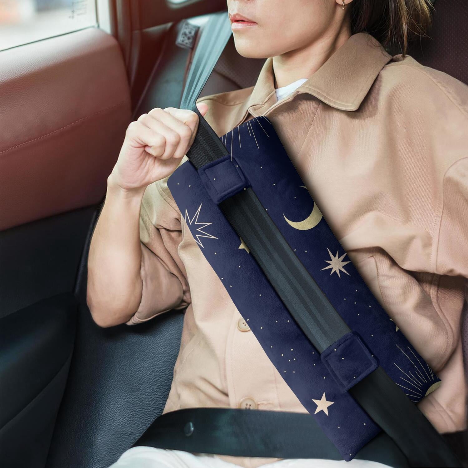 Ethereal Moon and Sun Seatbelt Pillow Pressure Relief Pad for Post-Chest Surgery Comfort