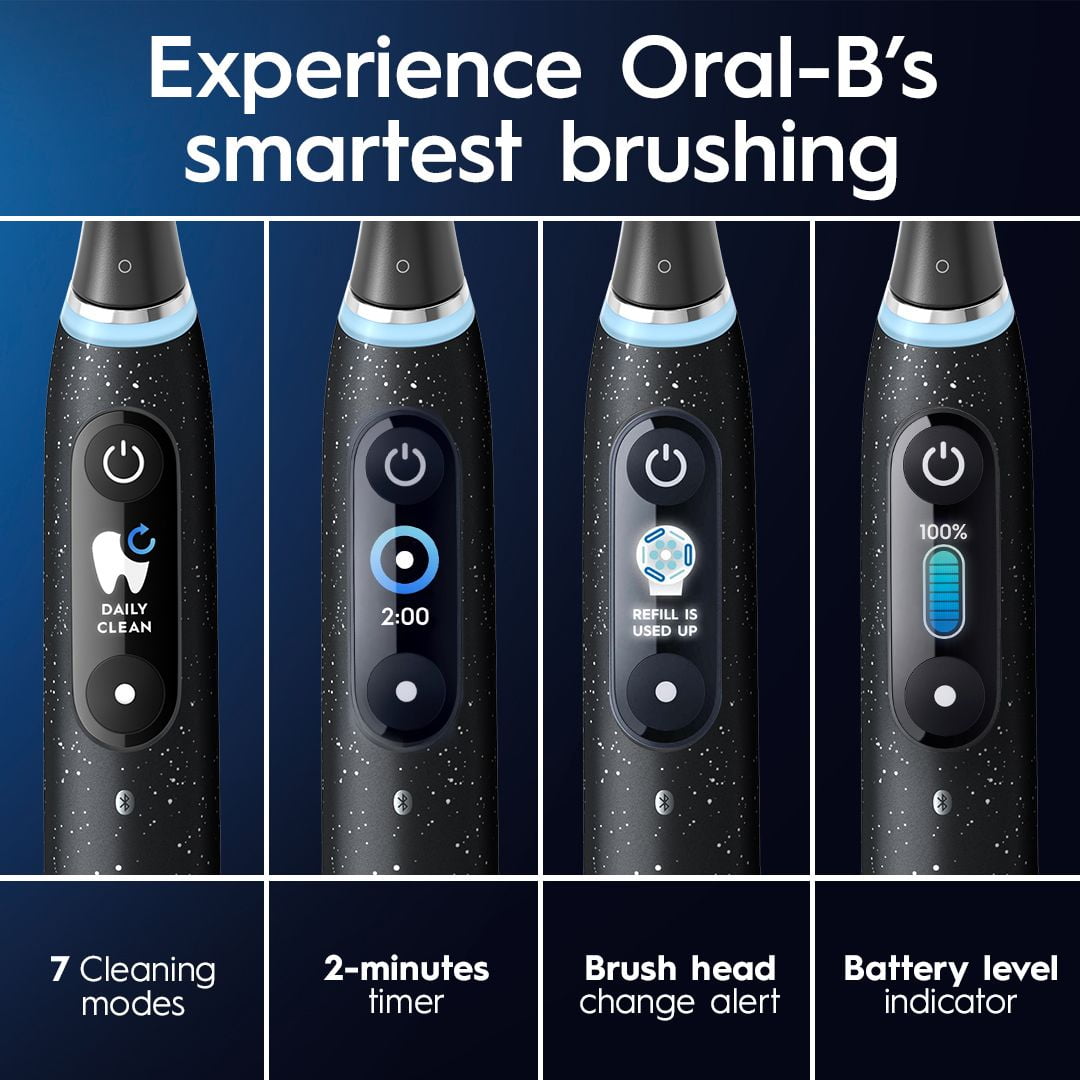 Oral-B iO Series 10 Rechargeable Electric Toothbrush with Ultimate Clean and Gentle Care Replacement Brush Heads, Black, and Charger