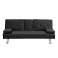 thumbnail image 3 of Derzers Faux Leather Futon with Cupholders and Pillows, Black, 3 of 6