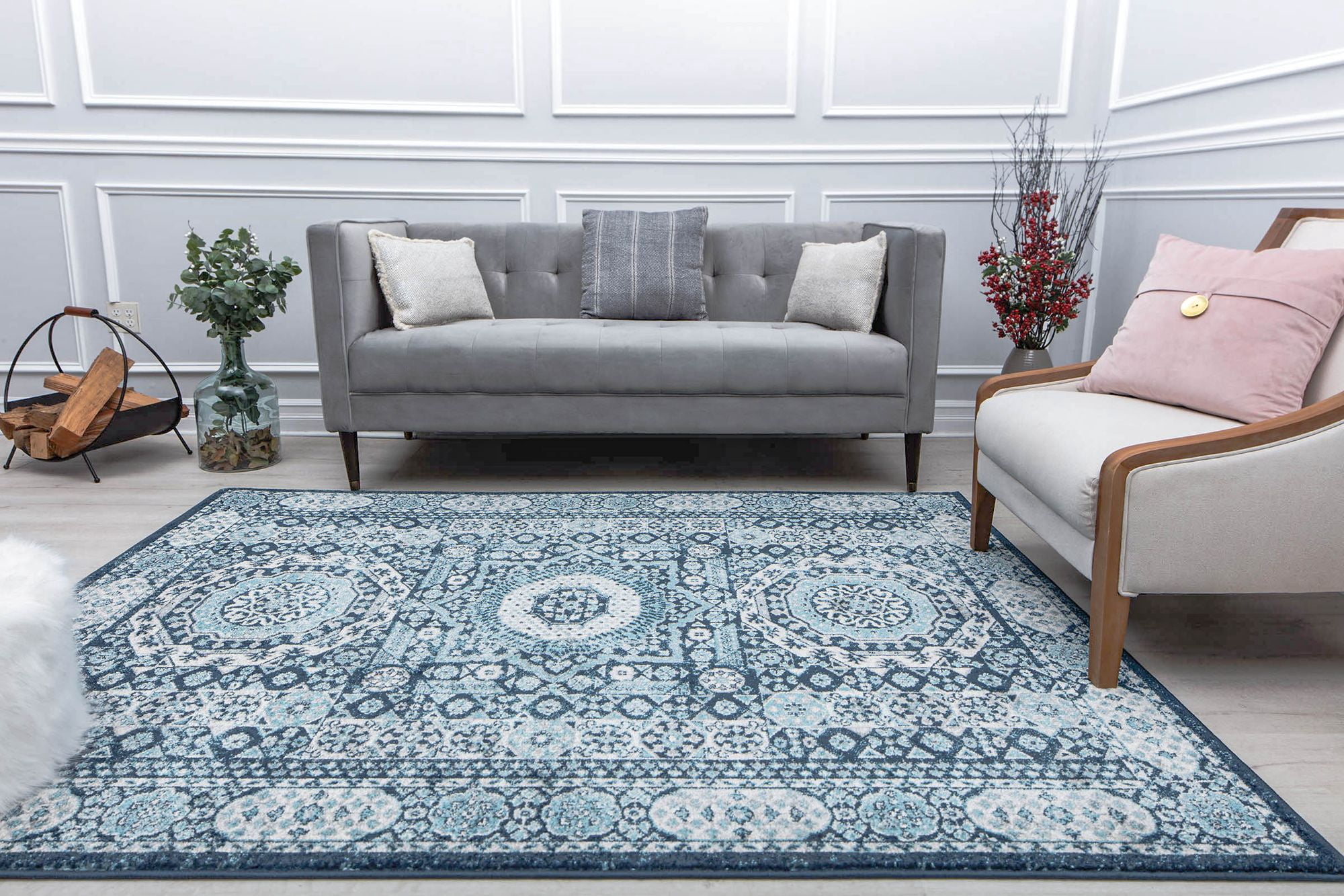 Harper HY60B Riviera Azure Abstract Vintage Blue Area Rug, 2'6" x 8'