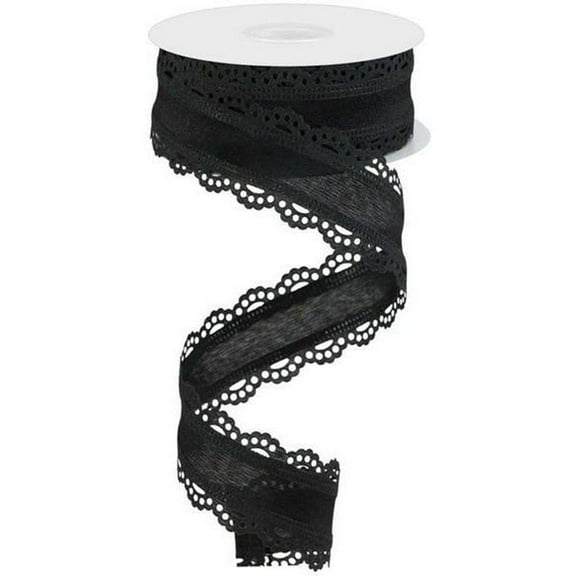 1.5" Scalloped Edge Ribbon: Black (10 Yard)