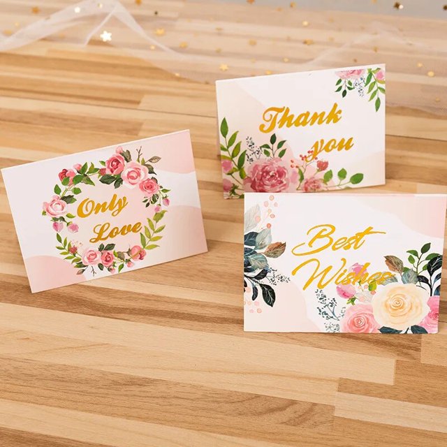 Tarjeta de felicitación de aluminio Simple, tarjeta postal creativa para hornear, flor, regalo de cumpleaños, carta de agradecimiento, tarjeta de bendición para negocios, 10 piezas