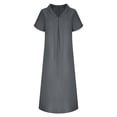 thumbnail image 5 of Fewfanhot Dresses for Women Casual Midi Dress with Pocket V Neck Short Sleeve Relaxed Flowy Dress Summer Long Dress, 5 of 6